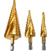 ZAFAYA HSS Step Drill Bit Spiral Flute 3-Piece Set 4-12mm/4-20mm/4-32mm,