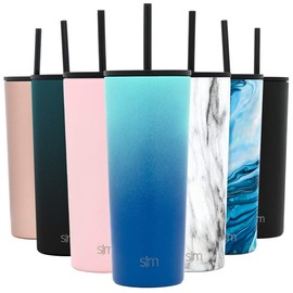 Simple Modern - Vaso aislado con tapa y popote, taza de café helado, reutilizable, botella de agua de acero inoxidable, regalos para mujeres, hombres, ella, él, colección clásica, 24 onzas, Pacific