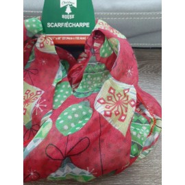 Christmas House Scarf - Red Christmas Ornaments Women's Scarf NWT