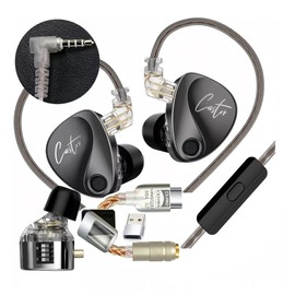 Zengli Kz Castor Auriculares de Alta fidelidad 2 Armadura Equilibrio tunable Alta Gama dinámicos Auriculares (Bajos mejorados) (Negro,con micrófono,dac)