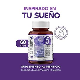 Lifeed5 Sleep Magnesio Vitamina Complejo Valeriana Pasiflora Manzanilla Cápsulas 630 Por Porción Suplemento Alimenticio