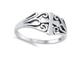 Oxidized Filigree Cross Swirl Christian Ring 925 Sterling Silver Band