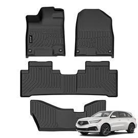 Jenofa-Floor Mats for Acura Mdx 2014-2021 7 Seater (No Hybrid) Floor Liner Waterproof All Weather Car Mats Custom Fit Acura Mdx Durable Floor Liners Car Mat for MDX Accessories Black