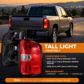 Passenger Tail Light Assembly for 2007-2013 Chevy Silverado 1500