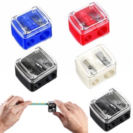 JJUNW 5 Pack Make Up Pencil Sharpener, Plastic Lip Liner Pencil Sharpener Sharpener Small Eyeliner Sharpener Manual Cosmetic Pencil Sharpener for Eyeliner Lip Liner Pencils (4 Colors)