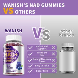 （2 Pack） NAD Gummies Supplements for Women, Pure 500mg NAD - Cell Regeneration, Energy & Metabolism Support, Vegan,Sugar Free, Additives Free, Blueberry Flavor