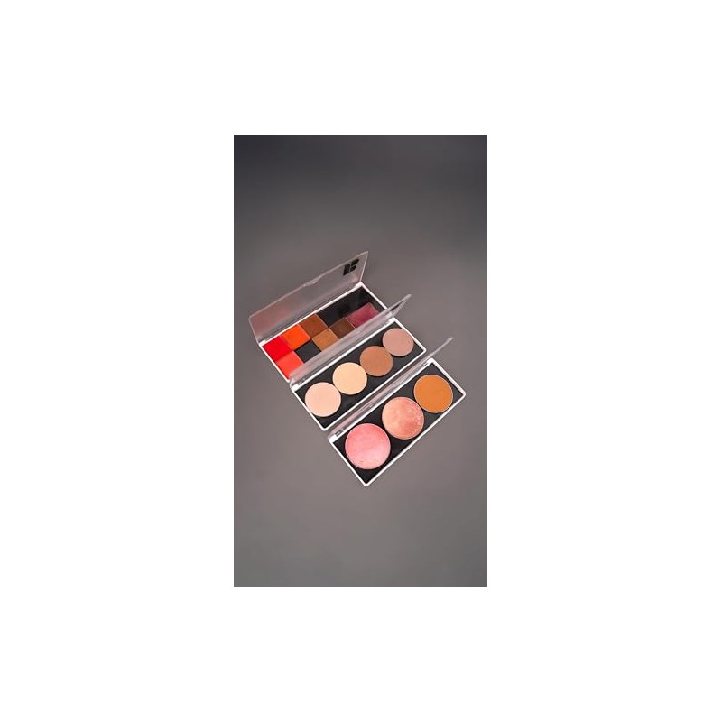 PALETA MAGNÉTICA PROFESIONAL MEDIANA VACÍA PARA MAQUILLAJE CON TAPA TRANSLÚCIDA.
