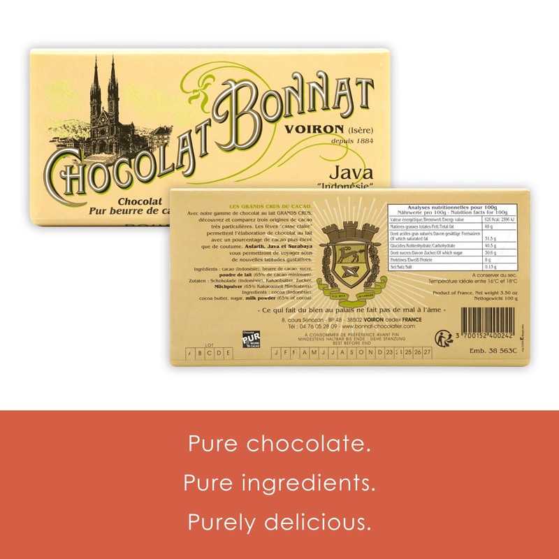 Bonnat Indonesia Java 65% Milk Chocolate 3 Pack - French