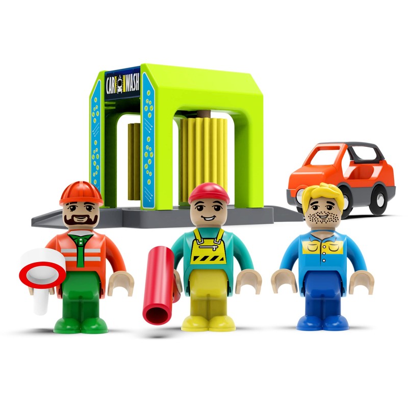 Wooden Train Accessories Car Washer for Railroad Train Track, Train