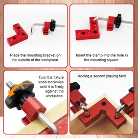 Angle Tensioner 90° Positioning Clamp OBDKCAN Mini Positioning Angle Right Angle Measuring Clamp for Carpenter's Tool, 59 mm Woodworking Clamp with Precision Angle (Red)