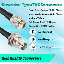 MOOKEERF TNC Cable 2ft,2 Pack RG58 Coaxial Cable TNC Male to TNC Female Bulkhead Mount Low Loss 50 ohm RG58 Coax Jumper Cable for Radio Scanner,CB Radio,Wi-Fi Radios,GPS Antenna, RF Device,Broadcast