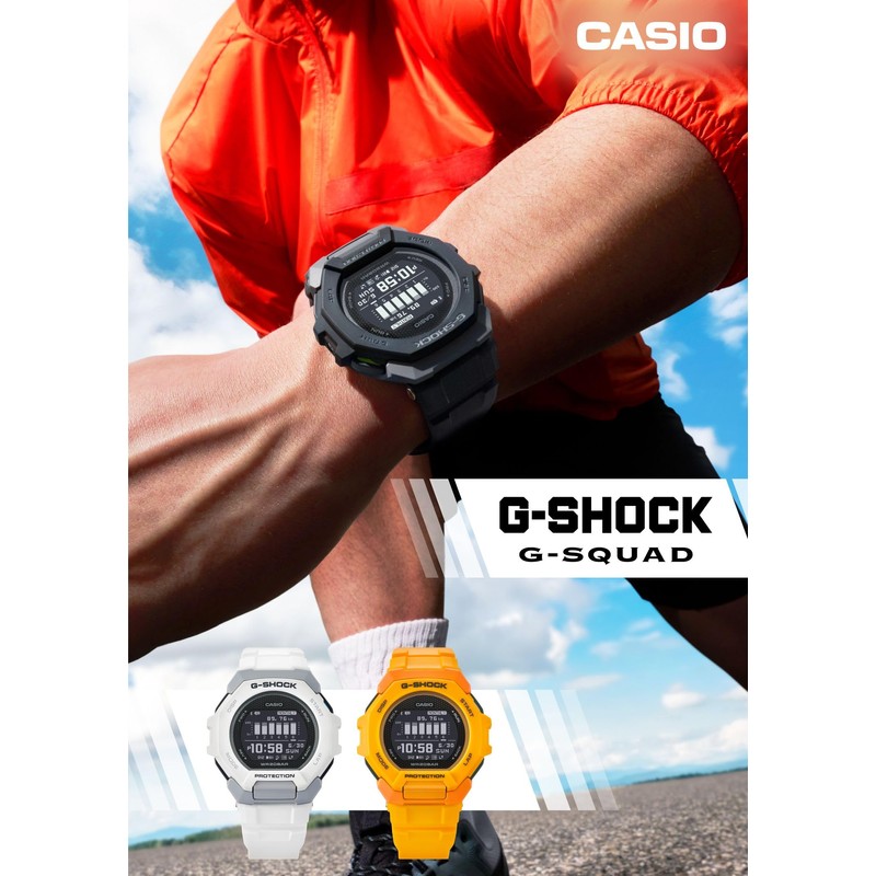 Casio G-SQUAD GBD-300 Wristwatch, Equipped with Bluetooth, Biomass Plastic, yellow,