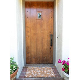 KAF Home New Coir Doormat with Heavy-Duty, Weather Resistant, Non-Slip PVC Backing | 17 by 30 Inches, 0.6 Inch Pile Height | Perfect for Indoor and Outdoor Use (Snowflake)