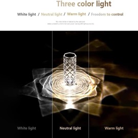 LED Table Lamp Made of Crystal Ausolee, Modern Creativity Acrylic Diamond Bedside Lamp Touch and Dimmable [16 Colours & 4 Modes] with Remote Control, RGB Colour Changing Night Light for Bedroom,