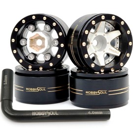 HOBBYSOUL Adjustable Offset Brass 1.0 Beadlock Wheels Negative Offset Heavy 1.0 Rims for RC Micro Crawler 1/18 TRX4M Axial SCX24 90081, (4-Pack)