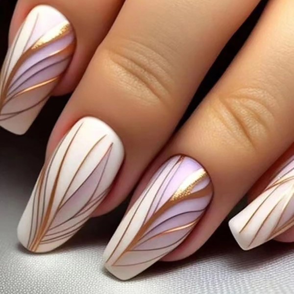 TBRZTR Press on Nails Medium, Artificial Acrylic Fake Nails with