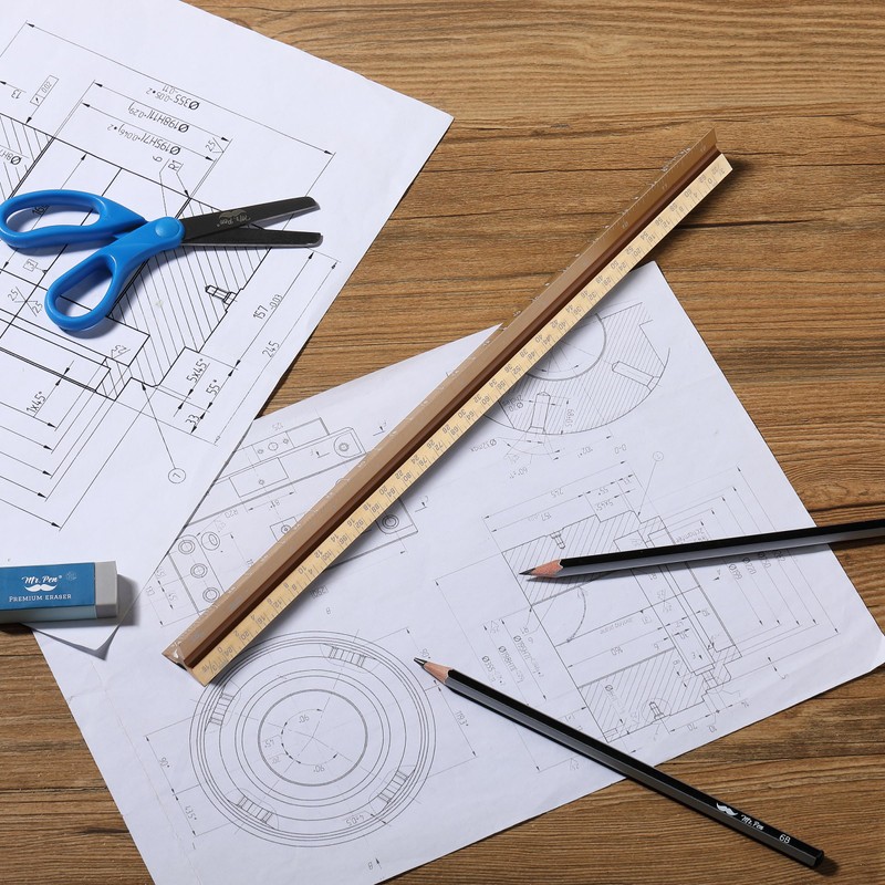 Mr. Pen- Architectural Scale Ruler, 12 inch, Gold, Aluminum Scale