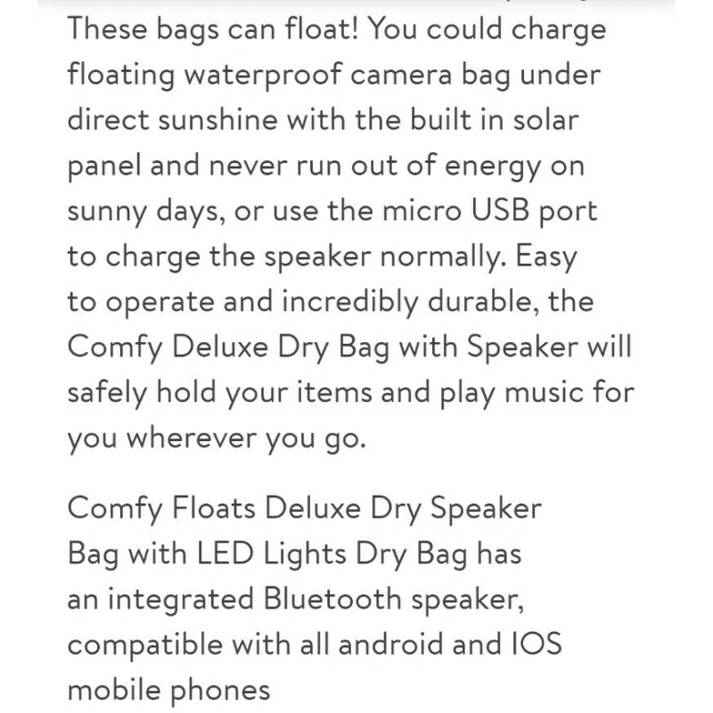 Comfy Floats Waterproof Solar Powered Bluetooth Speaker BTS - 10L