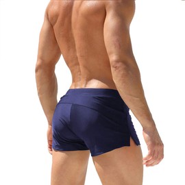Tengling Mens Swimwear Short Swim Trunks with Zipper Pockets Dark Blue 1 XL
