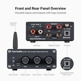 Fosi Audio BT20A Bluetooth 5.0 estéreo audio 2 - Channel AMPLIFIER receiver mini Hi - Fi D - class Integrated AMPLIFIER 2.0 Channel for Home Speaker, 