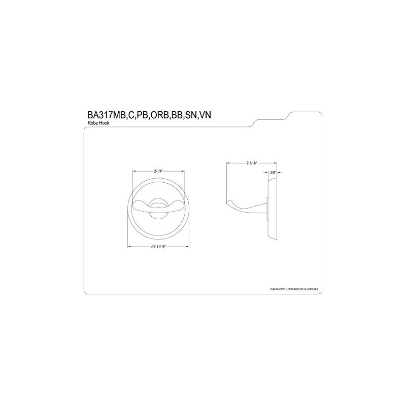 Kingston Brass BA317BB Classic Robe Hook, Brushed Brass