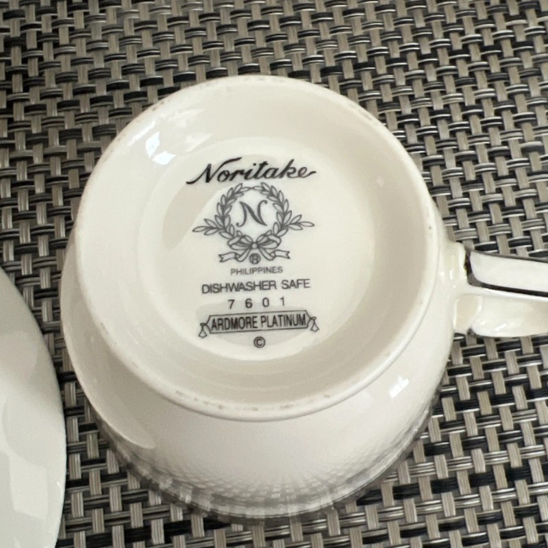 Noritake Ardmore Platinum 7601 Footed Cup and Saucer Set Retired