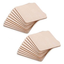 WELANE Square Wood Slices, 20 PCS Unfinished Blank Square Wood Chip for DIY Crafts, Coasters, Paintings, Pyrography, Christmas Decorations (10cm)