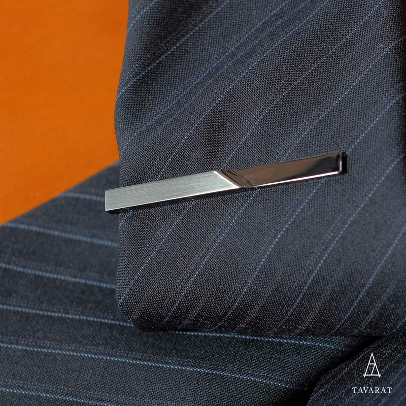 Tabarat Tps-055 Men's Tie Clip, Made in Japan, Brass, Geometric,
