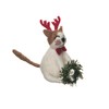 GALLERIE II Cat Reindeer W/Wreath Figurine White