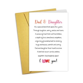 Nchigedy Dad & Daughter Poem Father's Day Card, Sweet Father's Day Cards Gifts for Dad from Daughter, Heartfelt Happy Fathers Day Card