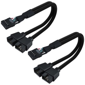 SDTC Tech 2 Pack Motherboard 9 Pin USB 2.0 to Dual 9 Pin Extension Splitter, Motherboard USB Splitter 9 Pin Header Cable, USB 2.0 Header Splitter for PC Computer Internal Motherboard USB Hub, Black