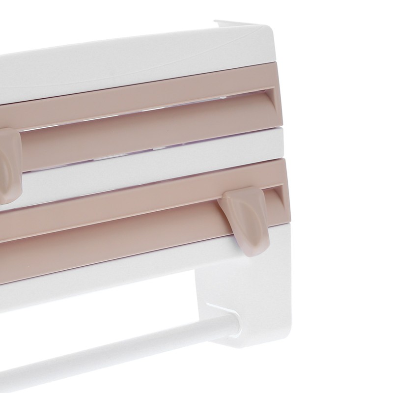 Plastic Wrap Storage Rack Cling Film Dispenser Cutter Paper Towel
