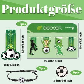 Einschulung Junge, 14 Stück Fußball Geschenkset Junge, mit 4 magnetischen Lesezeichen, 8 Fußball Radiergummi und 2 Fußball Armband, Fußballfans, Ideales Fußball Geschenke für Einschulung Jungs