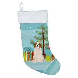 Caroline's Treasures BB4160CS Merry Christmas Tree Saint Bernard Stocking,Multicolor,Large