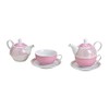 Tea for One Set with Retro Design in Pink (Pot