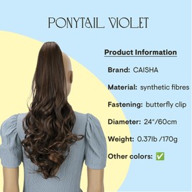 CAISHA by PRETTYSHOP 60 cm Ponytail Hair Extension, Voluminous, Lightly Wavy, Brown, Strands Mix, H524