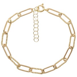 Chunky Paperclip Chain Bracelet with Sparkle Silver Links and 14K Gold Filled Smooth Links for Women, Adjustable Size Small/Medium & Medium/Large, Silver & Gold Link Bracelet (Gold, S/M)