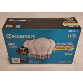 Eco-Smart Ecosmart LED 60w Replacement Dimmable Bulb A9A19A60WT20C0