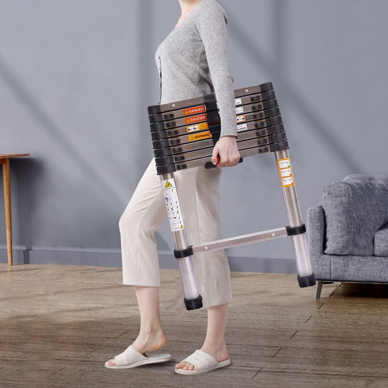 8.5 Ft Stainless Steel Telescoping Ladder Telescopic Extension Ladder Lightweight