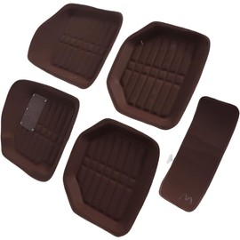 Chrees Alfombrilla Universal para el Suelo del Coche, Almohadilla de Cuero Antisuciedad, Resistente a la Lluvia y Al Desgaste, con Diseño Envolvente Completo para la Mayoría de los (Marrón Oscura)