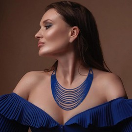 Flyonce Multi Layered Chunky Collar Necklace, Glitter Blue Rhinestone Waterfall Multi-Strand Chains Statement Bib Necklace Costume Jewelry for Wedding Party