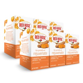 Red Rose Blossoms Turmeric Orange Herbal Tea - 18 Individually Wrapped Tea Bags, 6Count