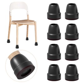 Ezprotekt Protective Caps for Chair Legs with Felt, Pack of 16, Rubber Furniture Leg Cups, Diameter 16-20 mm Table Leg Cover, Furniture Mat for Hardwood Floors, Round, Black, (Round, Fit 0.5-0.8