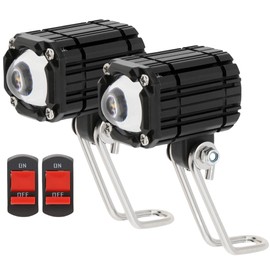 Windance Motorcycle Auxiliary Spotlight Fog Light, 32W Yellow White 4 Mode Super Bright LED Driving Light with Switch, 6500K 9V-85V (Black)