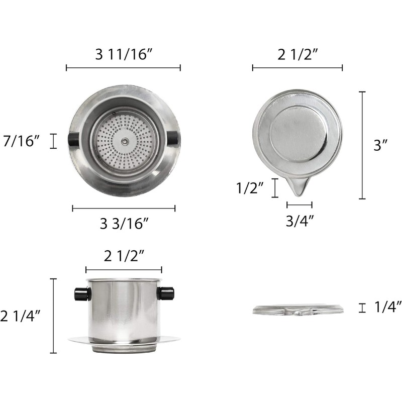TrueCraftware-Set of 3 Stainless Steel Single Cup Coffee Brewer Infuser