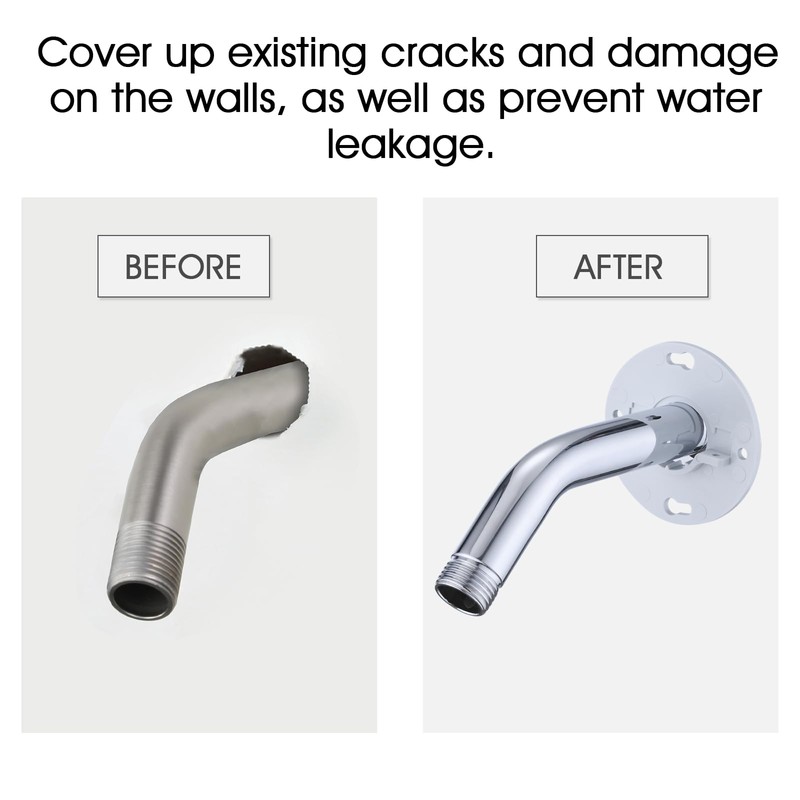 RAINREVIVE Chrome Shower Arm Flange, Shower Arm Stabilizer Bracket and