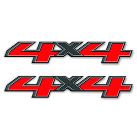 GOLD HOOK Premium Series 4x4 Bedside Replacement Decals for Chevy Silverado - Die-Cut Metalic Vinyl Stickers - Pair (Red)