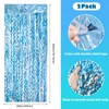 Maxqzin 2Pack Foil Fringe Curtains Tinsel Curtain Backdrop Wavy Blue