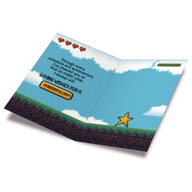 Prime Greetings Birthday Card For Nephew Video Game Theme, Made in America, Eco-Friendly, Thick Card Stock with Premium Envelope 5in x 7.75in, Packaged in Protective Mailer