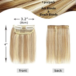 S-noilite Clip In Hair Extensions Human Hair Short Hair Extensions 4inch Ash blonde/bleach blonde
